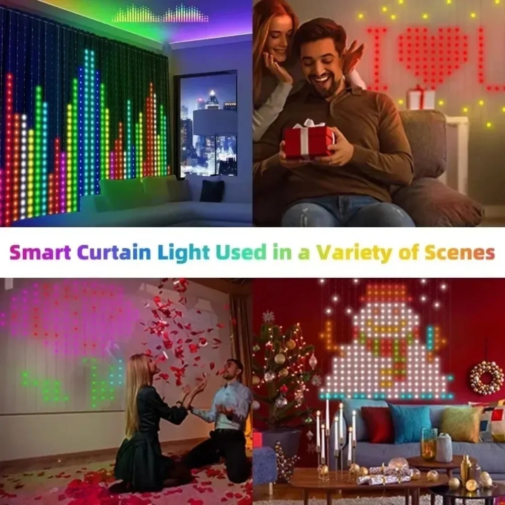LED Pixel Curtain Lights Bluet - огляд і ціна Lighting Christmas Decor