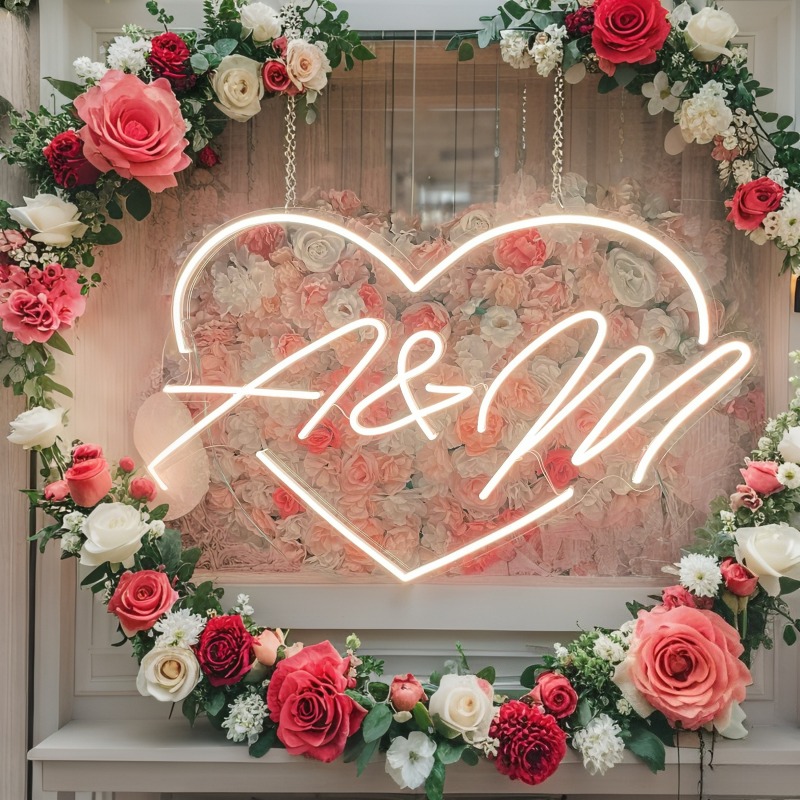 Custom Initials Heart LED Neon - огляд і ціна Lighting Christmas Decor