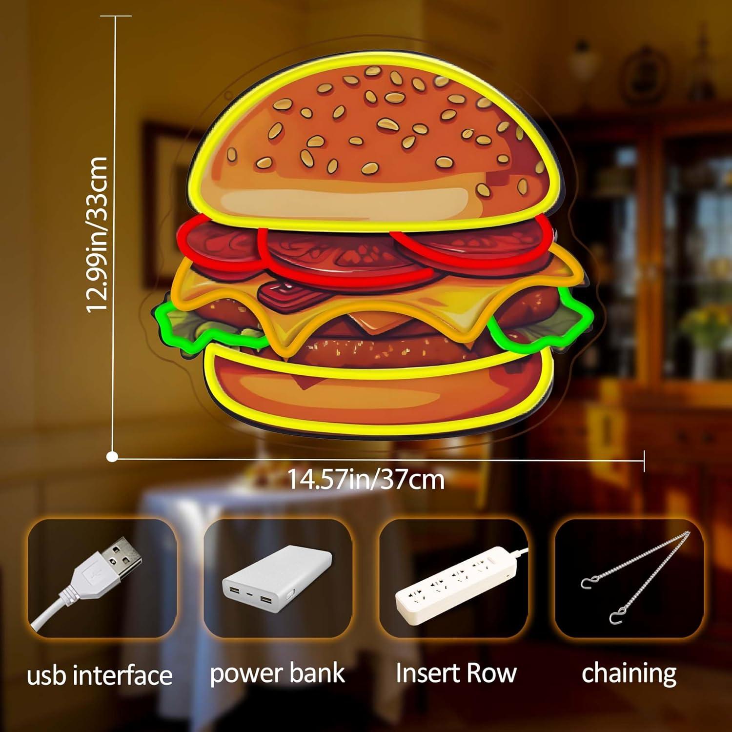 Burger Neon Sign LED Hamburger - огляд і ціна Lighting Decoration Ideas